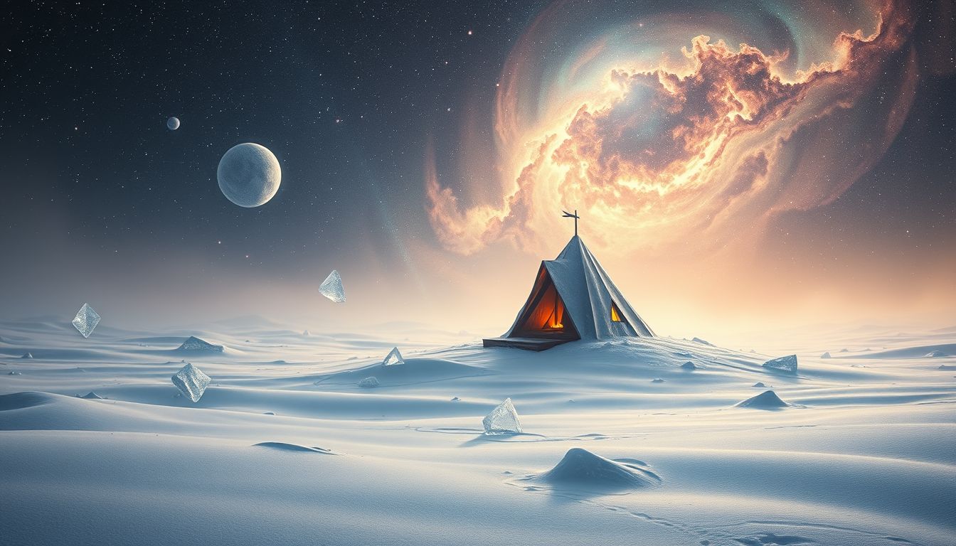 Das Lager im Schnee symbolisiert oft emotionale Kälte und Isolation.