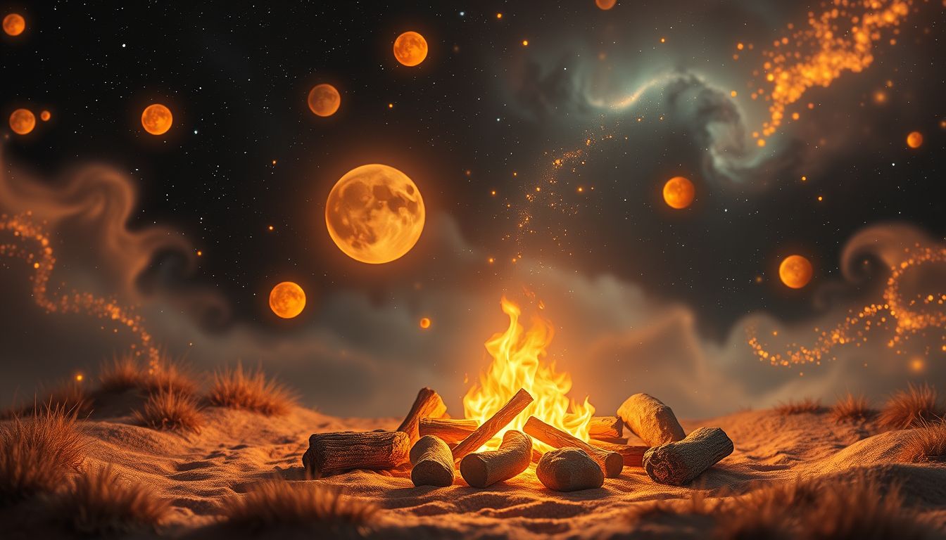 Das Lagerfeuer symbolisiert Zusammenhalt, Geborgenheit und innere Wärme.