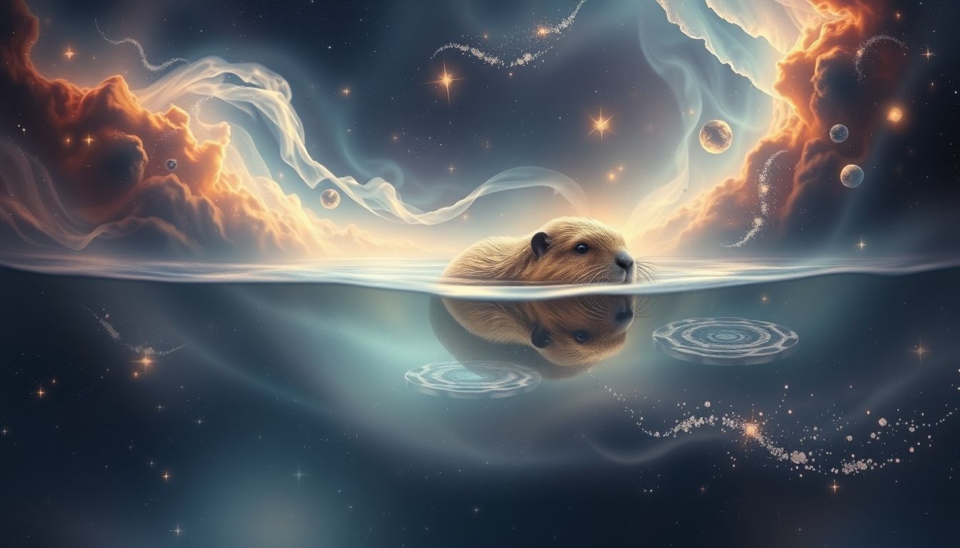 Der Biber symbolisiert im Wasser emotionale Tiefe und Anpassungsfähigkeit.