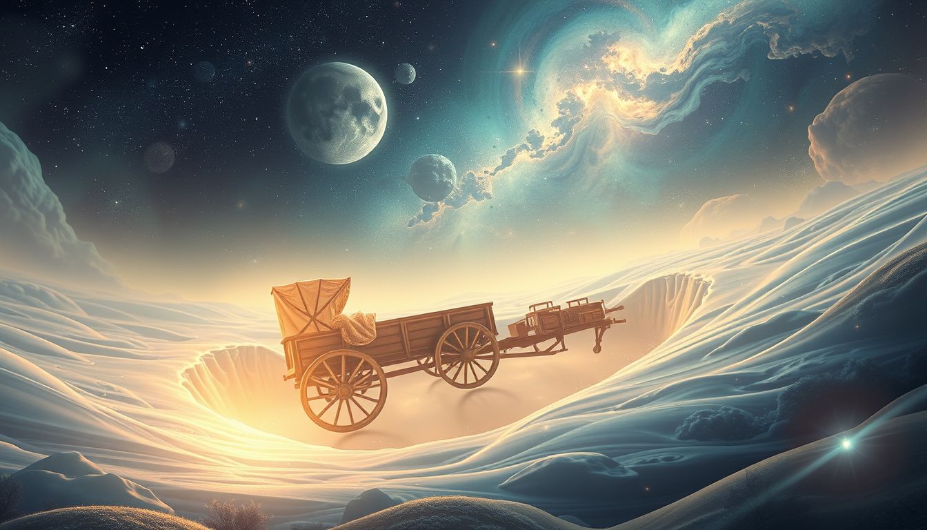 Der Leiterwagen in einer Senke symbolisiert verborgene Chancen und Herausforderungen.