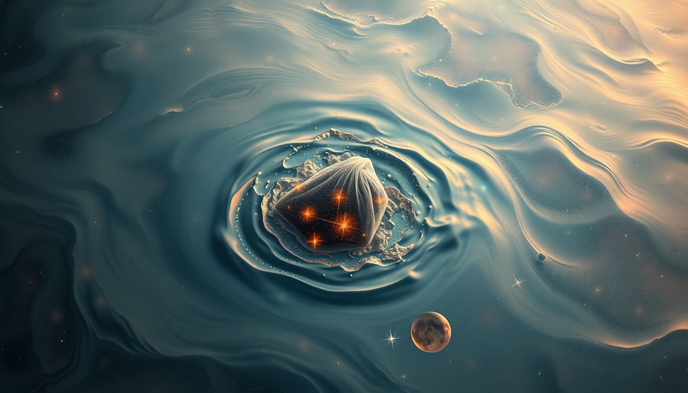 Eine schwimmende Schultasche symbolisiert emotionale Überflutung und Kontrollverlust.