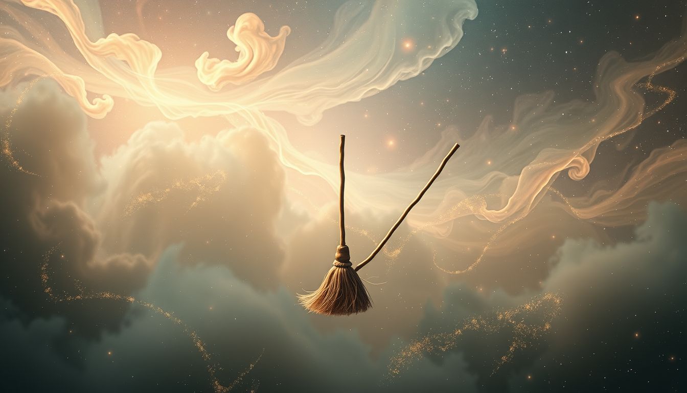 Ein selbstkehrender Besenstiel symbolisiert ungelöste Verpflichtungen im Traum.