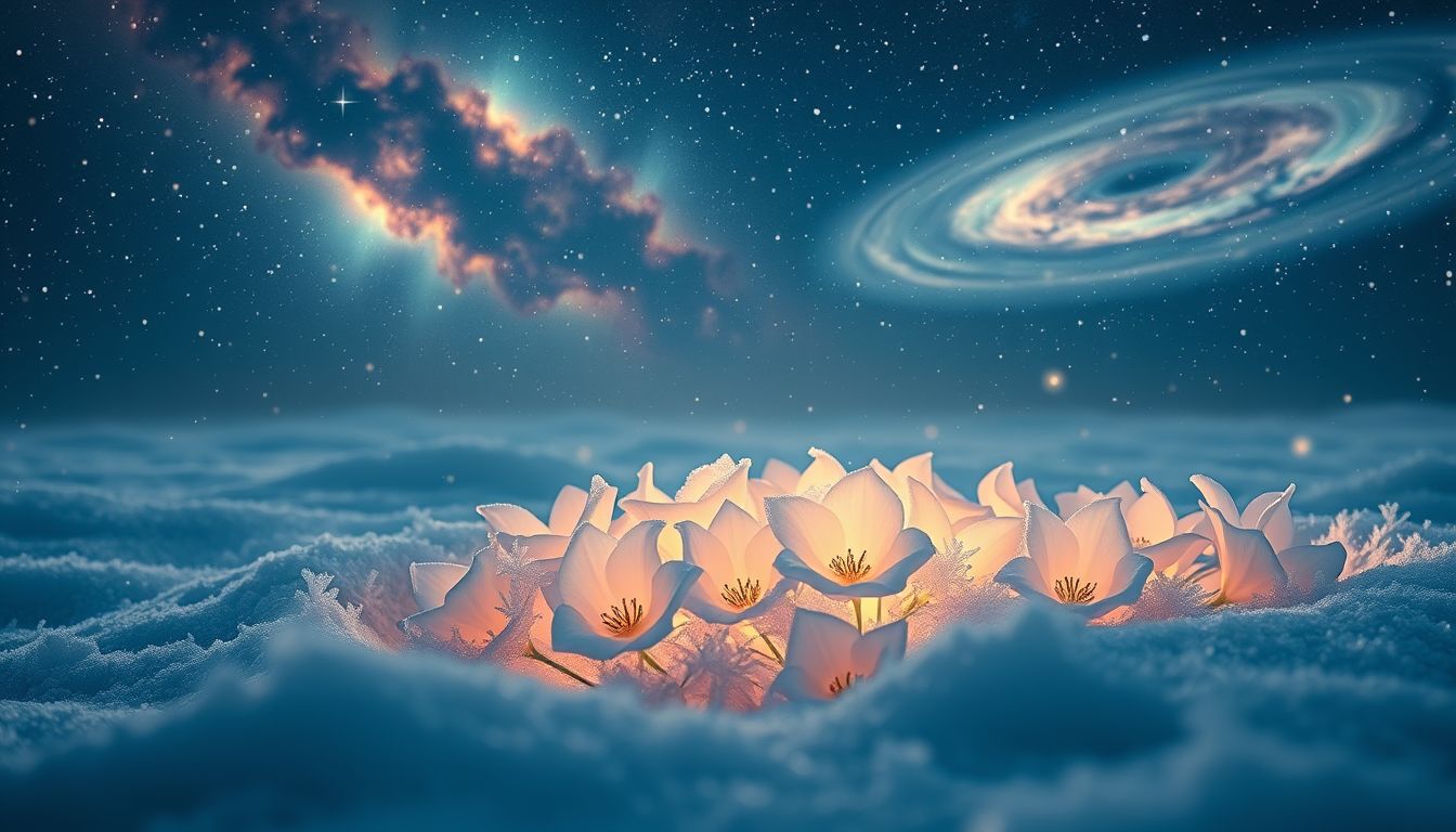 Ein Blumenbeet im Winter symbolisiert Ruhe und innere Einkehr.