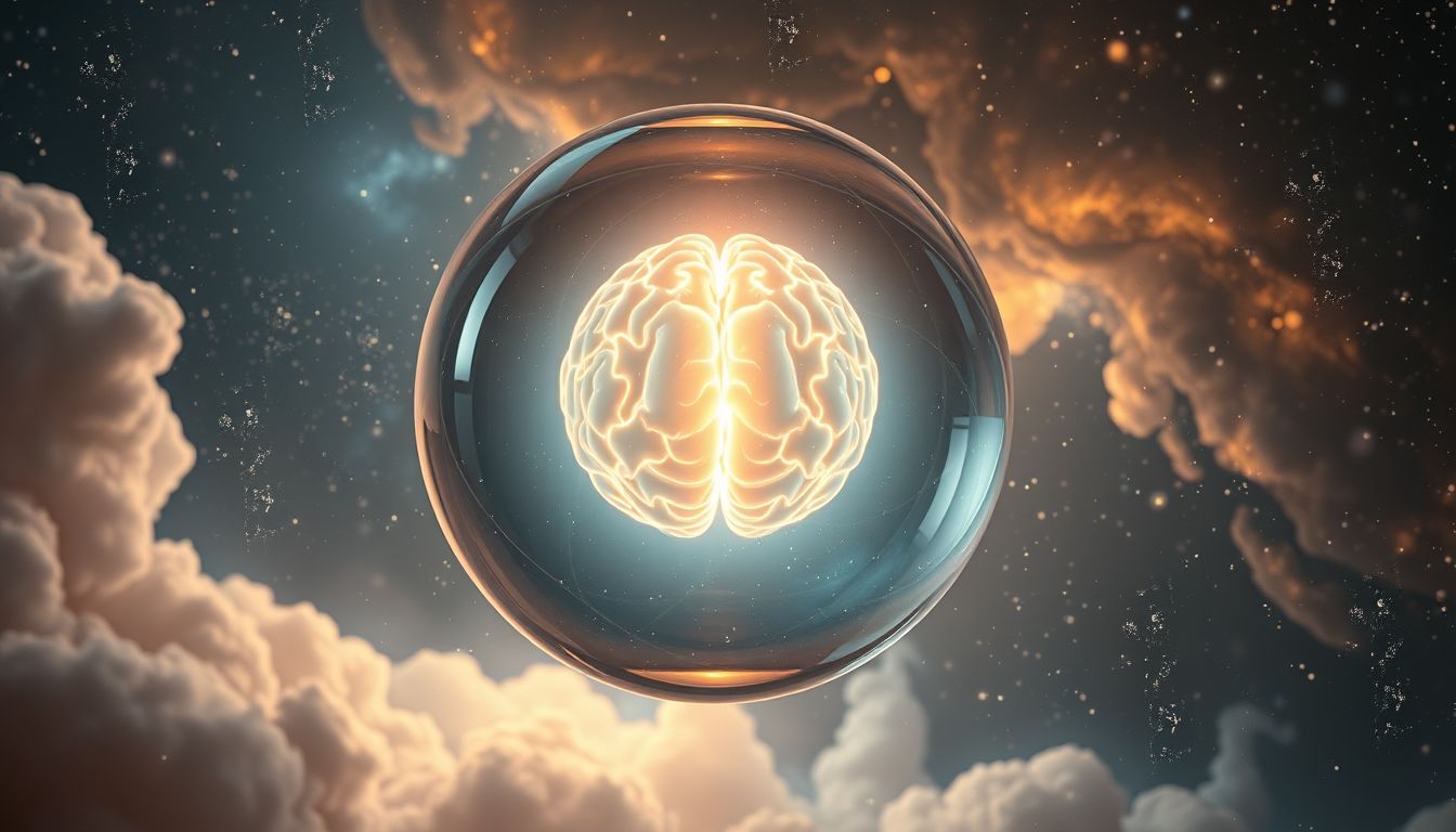 Ein Gehirn im Glas symbolisiert Isolation und wissenschaftliche Objektivierung.