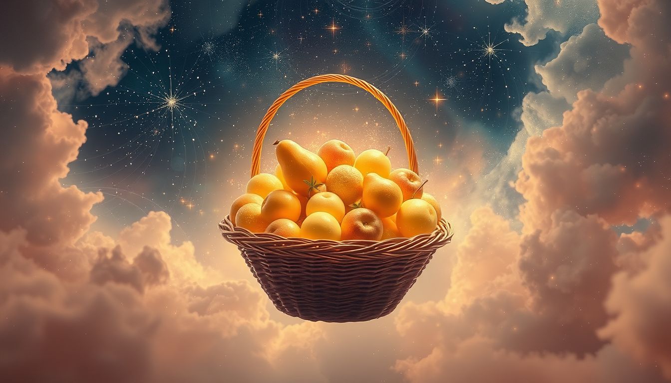 Ein Korb voller Früchte symbolisiert Wohlstand, Gesundheit und Lebensfreude.