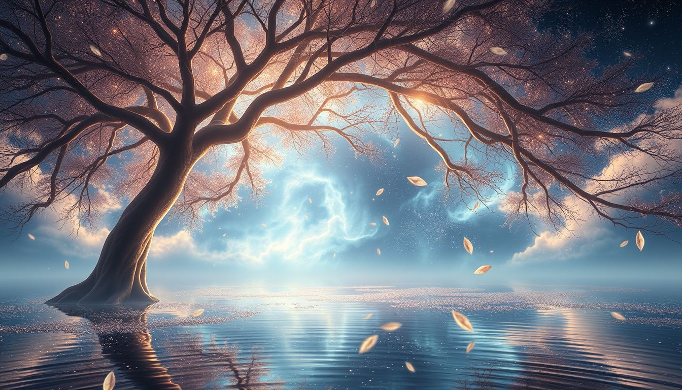 Ein Kronendach über Wasser symbolisiert Schutz und emotionale Balance.