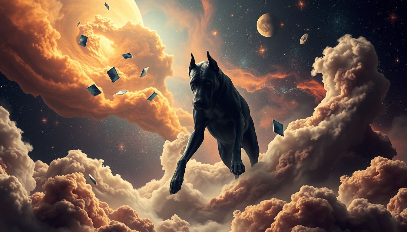 Eine angreifende Dogge symbolisiert innere Ängste und Konflikte.