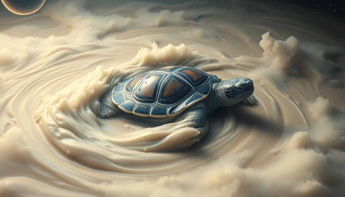 Eine im Schlamm steckende Schildkröte symbolisiert emotionale Stagnation.