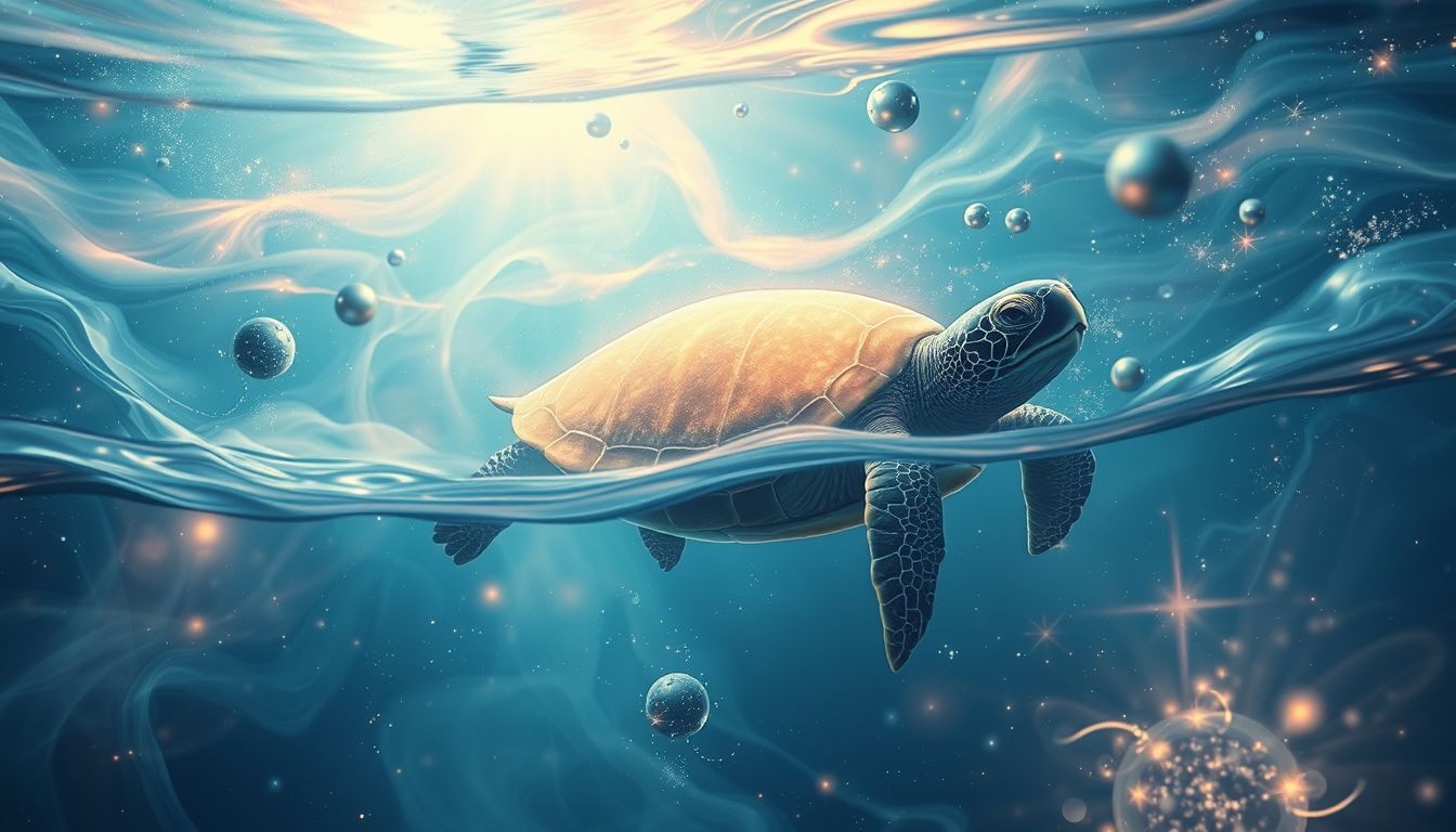 Im Wasser symbolisiert die Schildkröte tiefe Intuition und emotionale Verbundenheit.