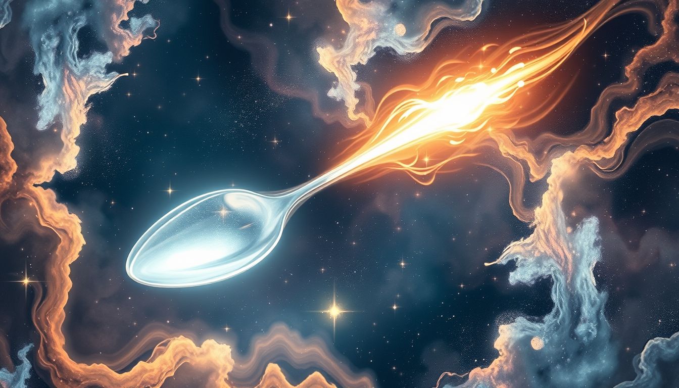 Einen Suppenlöffel als Waffe nutzen symbolisiert versteckte Verteidigung.