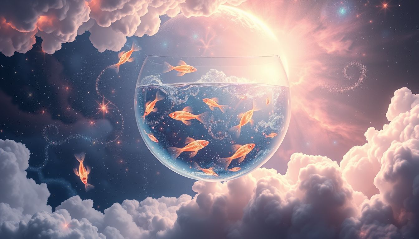 Eine Fischpartie im Aquarium symbolisiert kontrollierte Emotionen und Selbstreflexion.