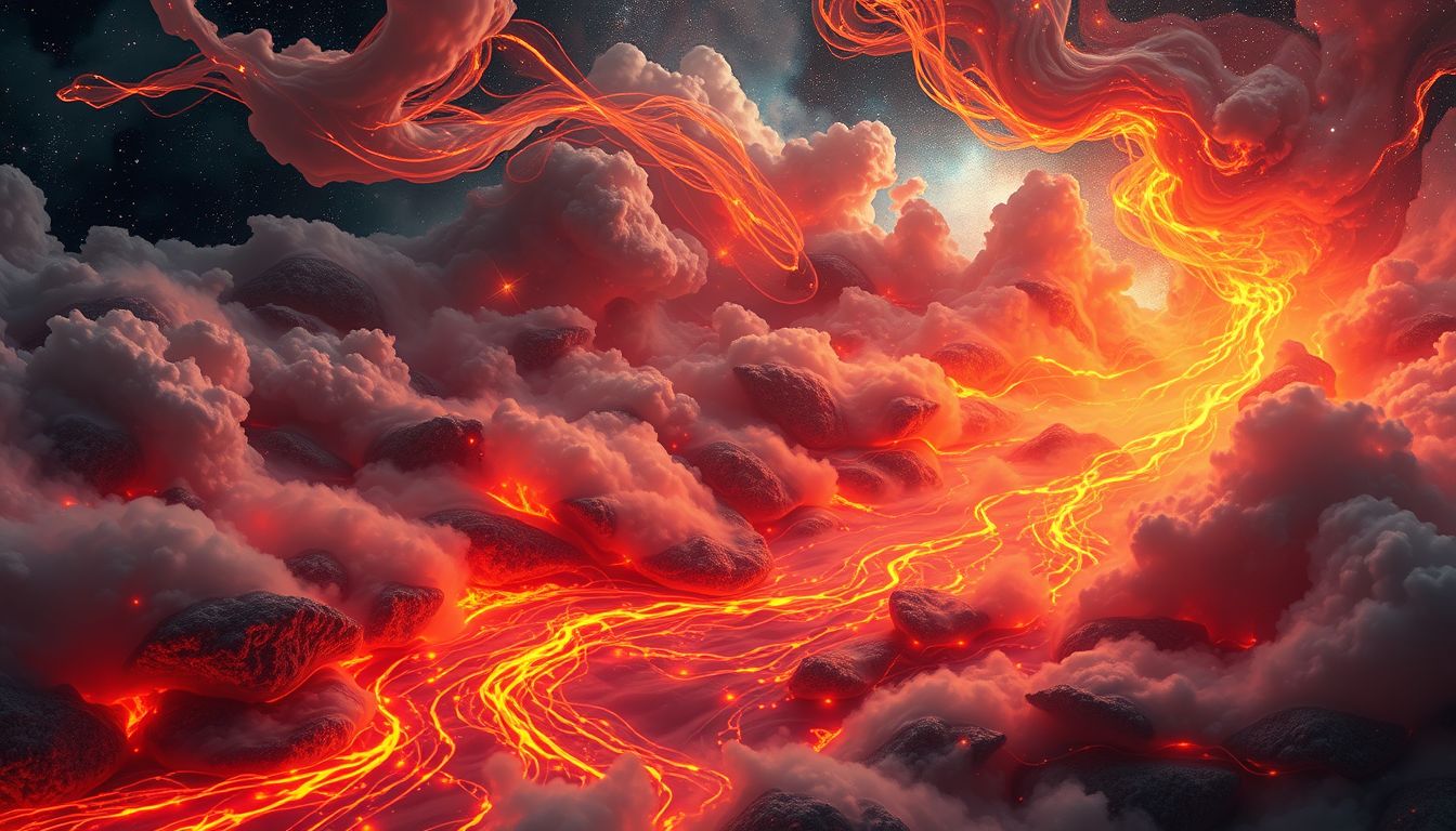 Glühende Lava symbolisiert intensive Emotionalität und transformative Lebensphasen.