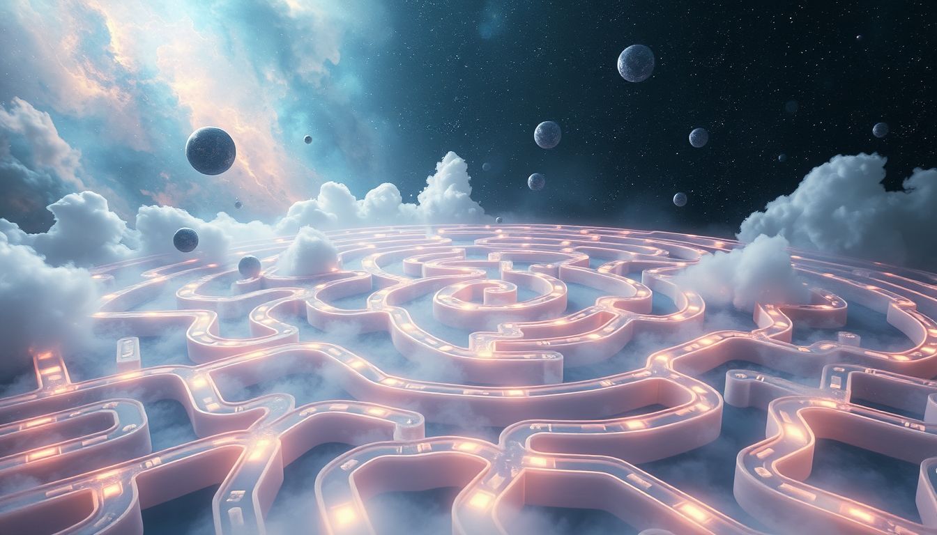 Herumirren im Labyrinth symbolisiert oft innere Orientierungslosigkeit und Suche.