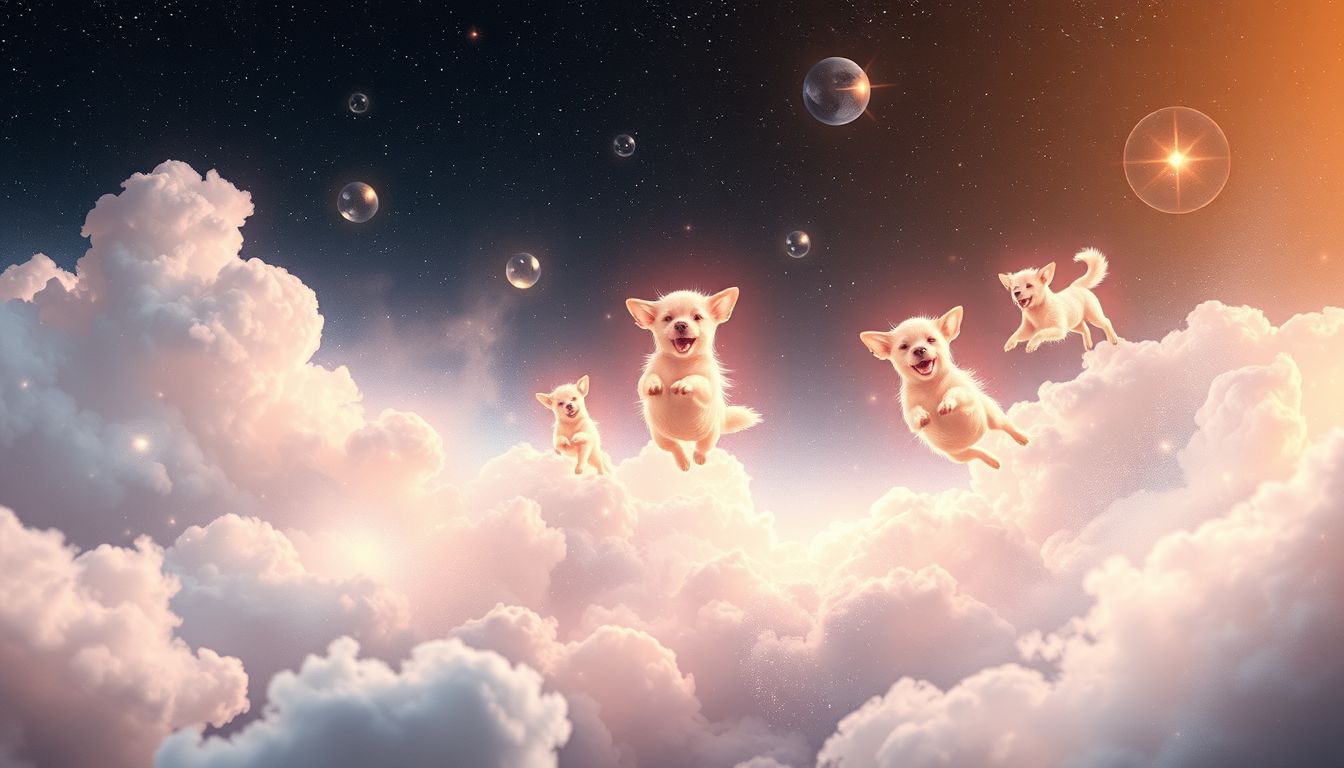 Mit einem Hundepack spielen symbolisiert Lebensfreude und Gemeinschaftssinn.