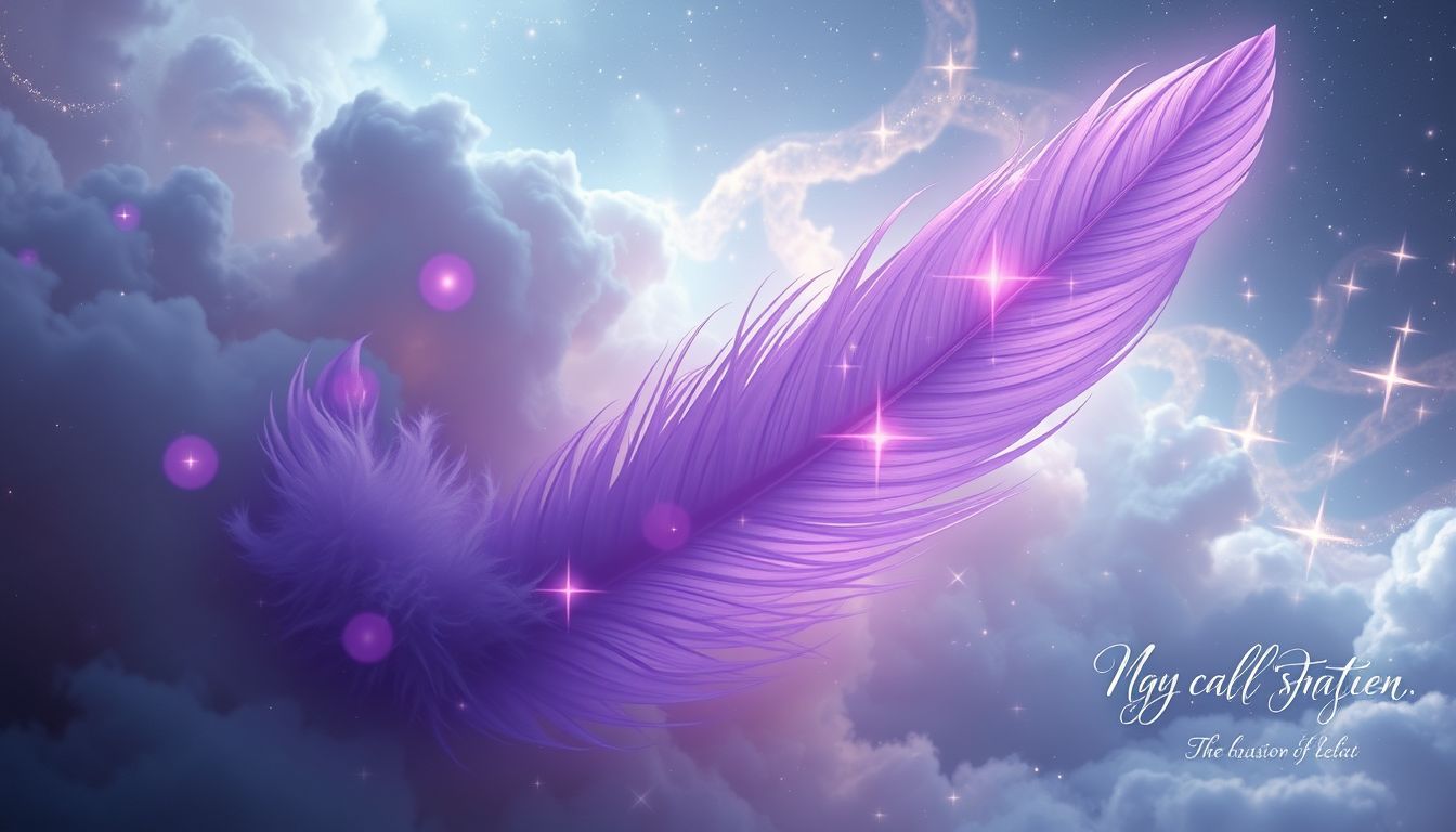 Purpurfarbene Federn symbolisieren in Träumen göttlichen Schutz und Führung.