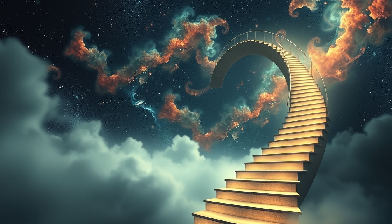 Endlose Treppen spiegeln innere Ziellosigkeit und tiefe Sinnsuche wider.
