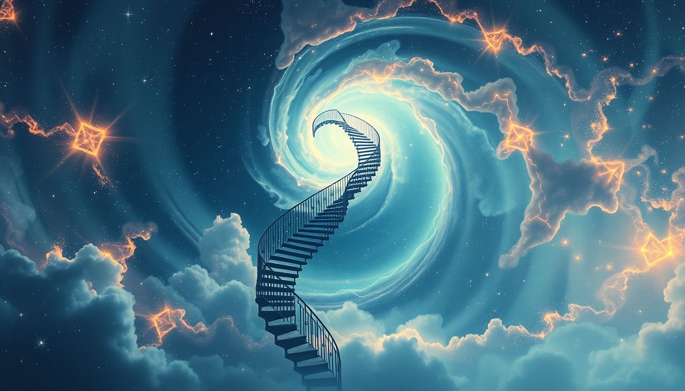 Wendeltreppe symbolisiert komplexe Lebenswege und innere Verwirrung.