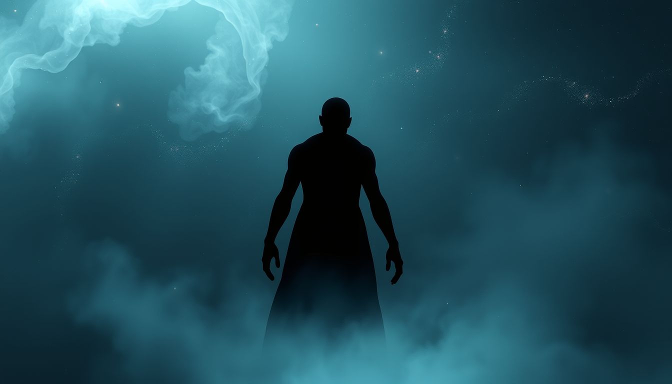 Die Silhouette einer bedrohlichen Gestalt symbolisiert unterbewusste Ängste.