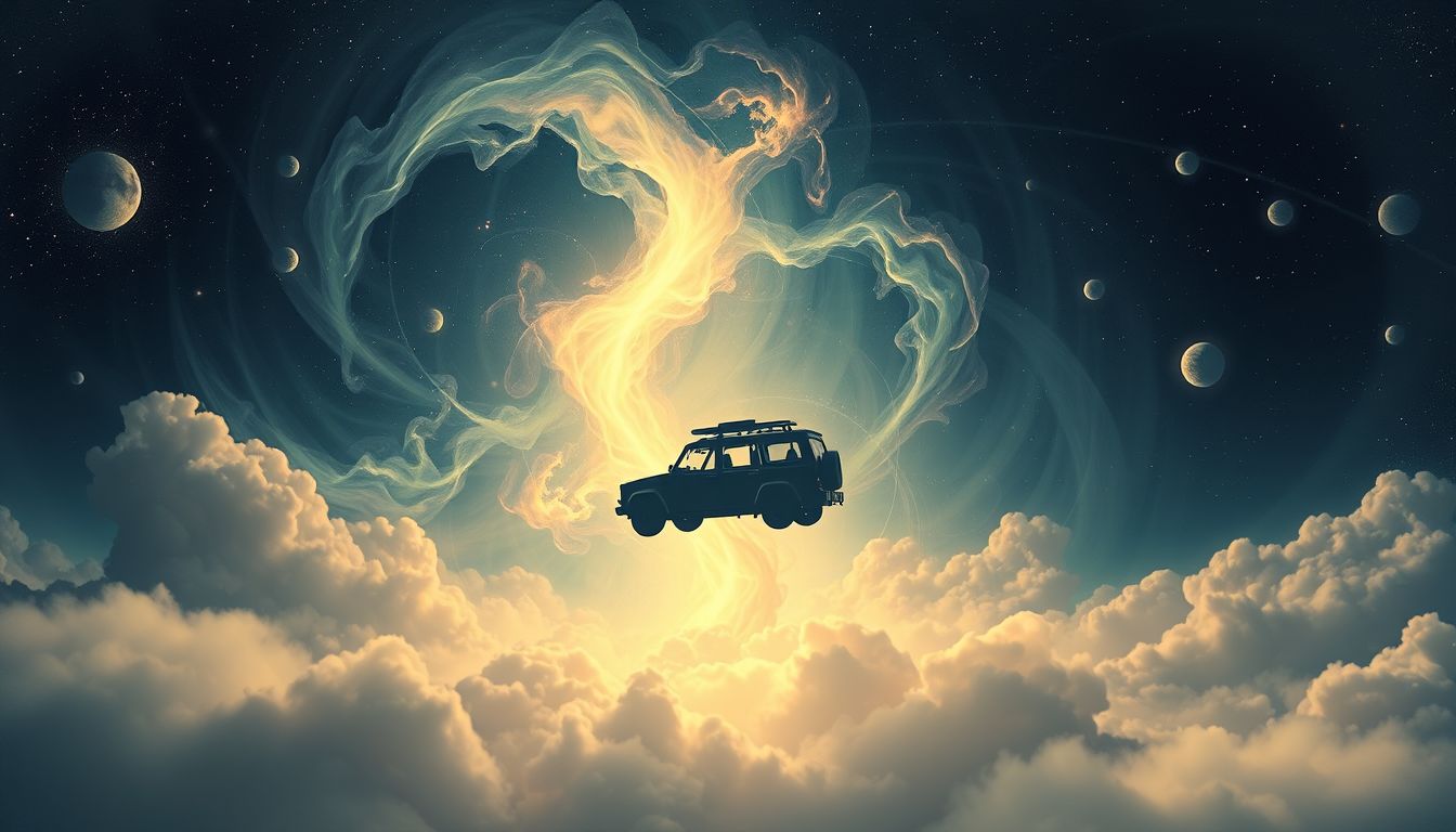 Die Silhouette eines Fahrzeugs symbolisiert oft Lebensweg und Richtung im Traum.