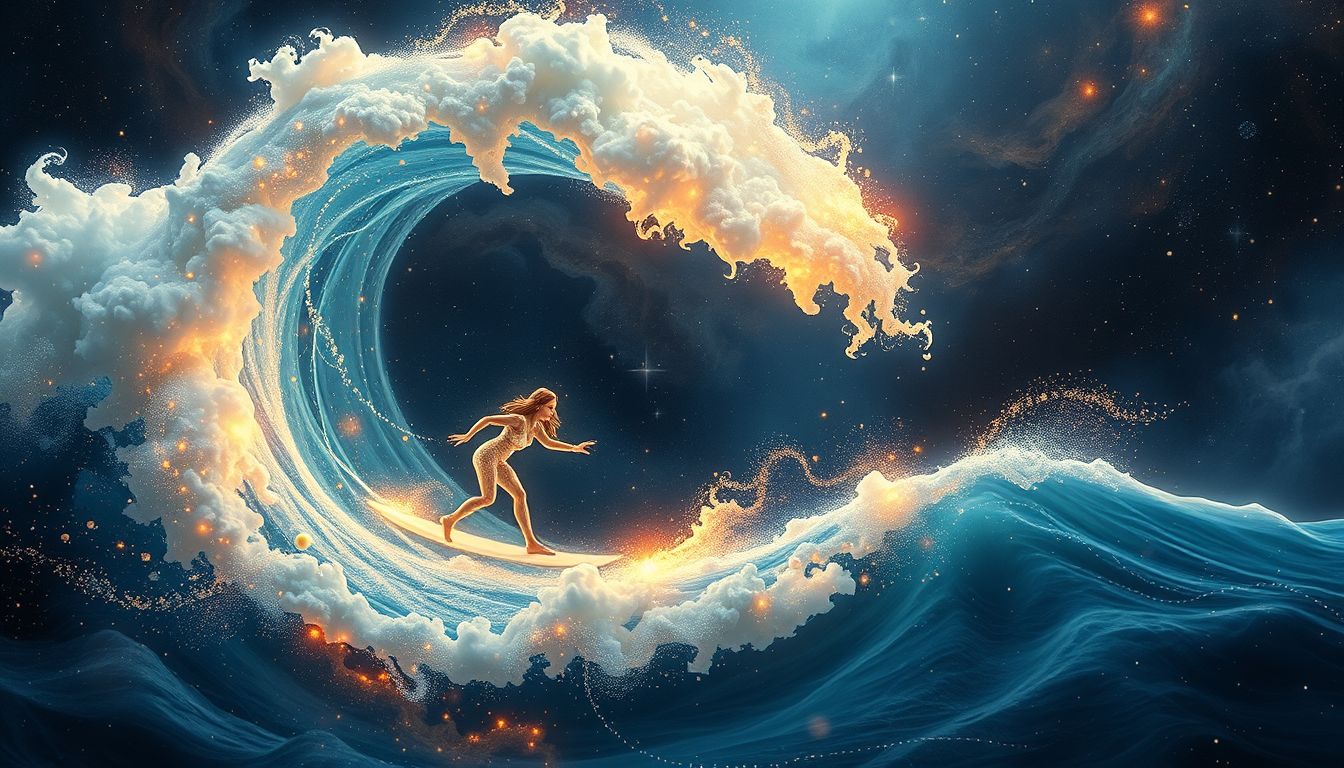 Das Reiten auf perfekten Wellen symbolisiert Harmonie und Selbstvertrauen.
