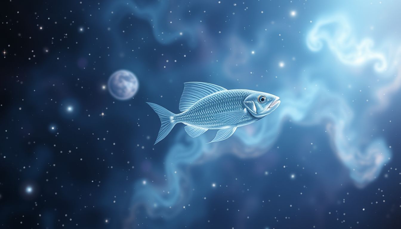 Ein klar fliegender Fisch symbolisiert Freiheit und kreative Inspiration.