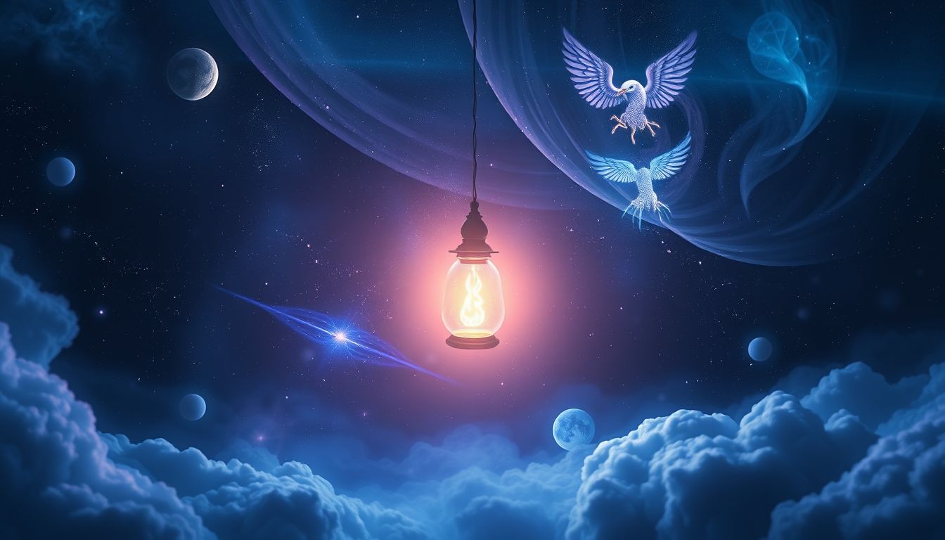 Eine helle Lampe symbolisiert Erleuchtung und klare Erkenntnis im Traum.