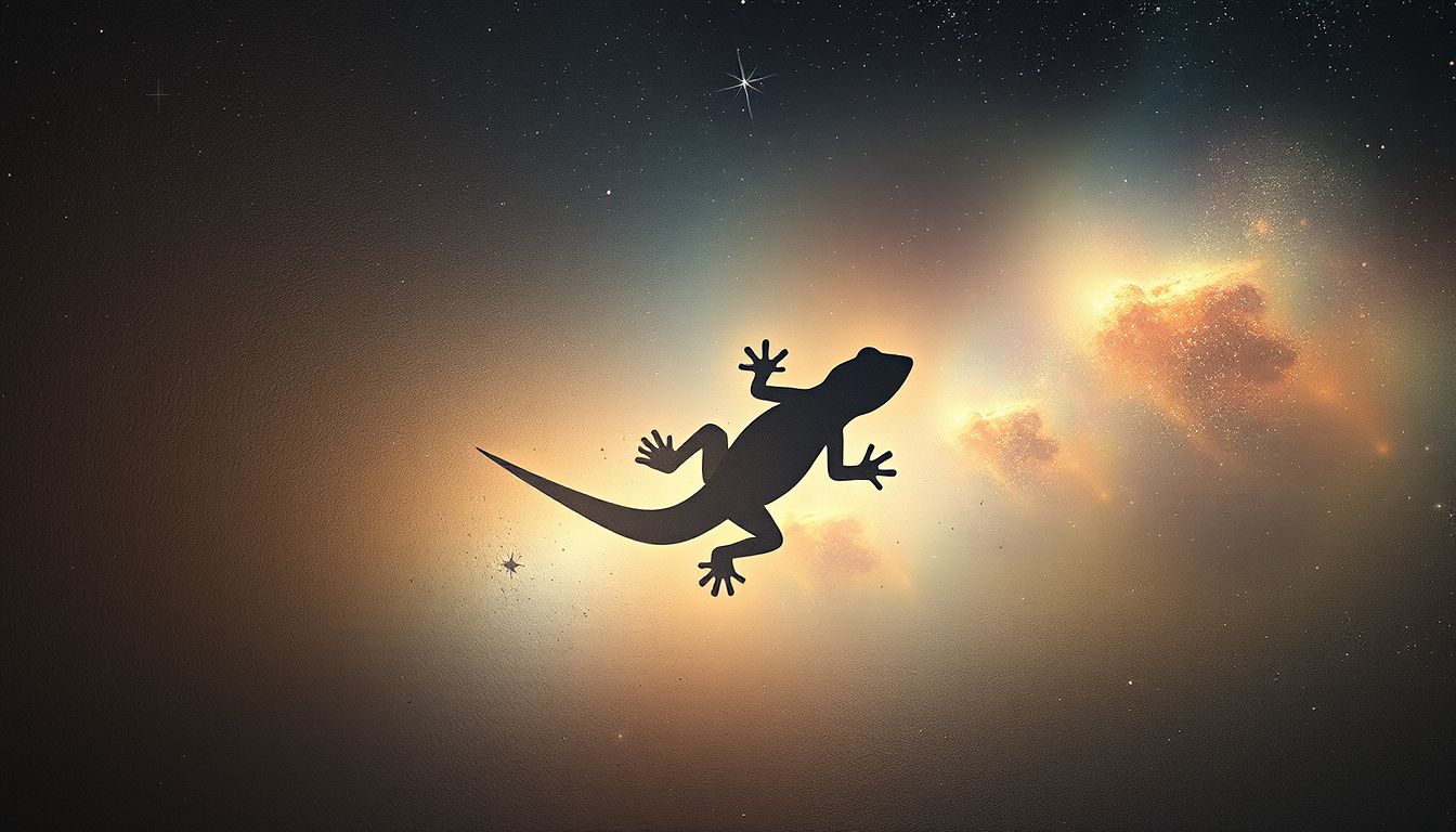 Ein Gecko an der Wand symbolisiert Schutz vor unerwünschten Einflüssen.