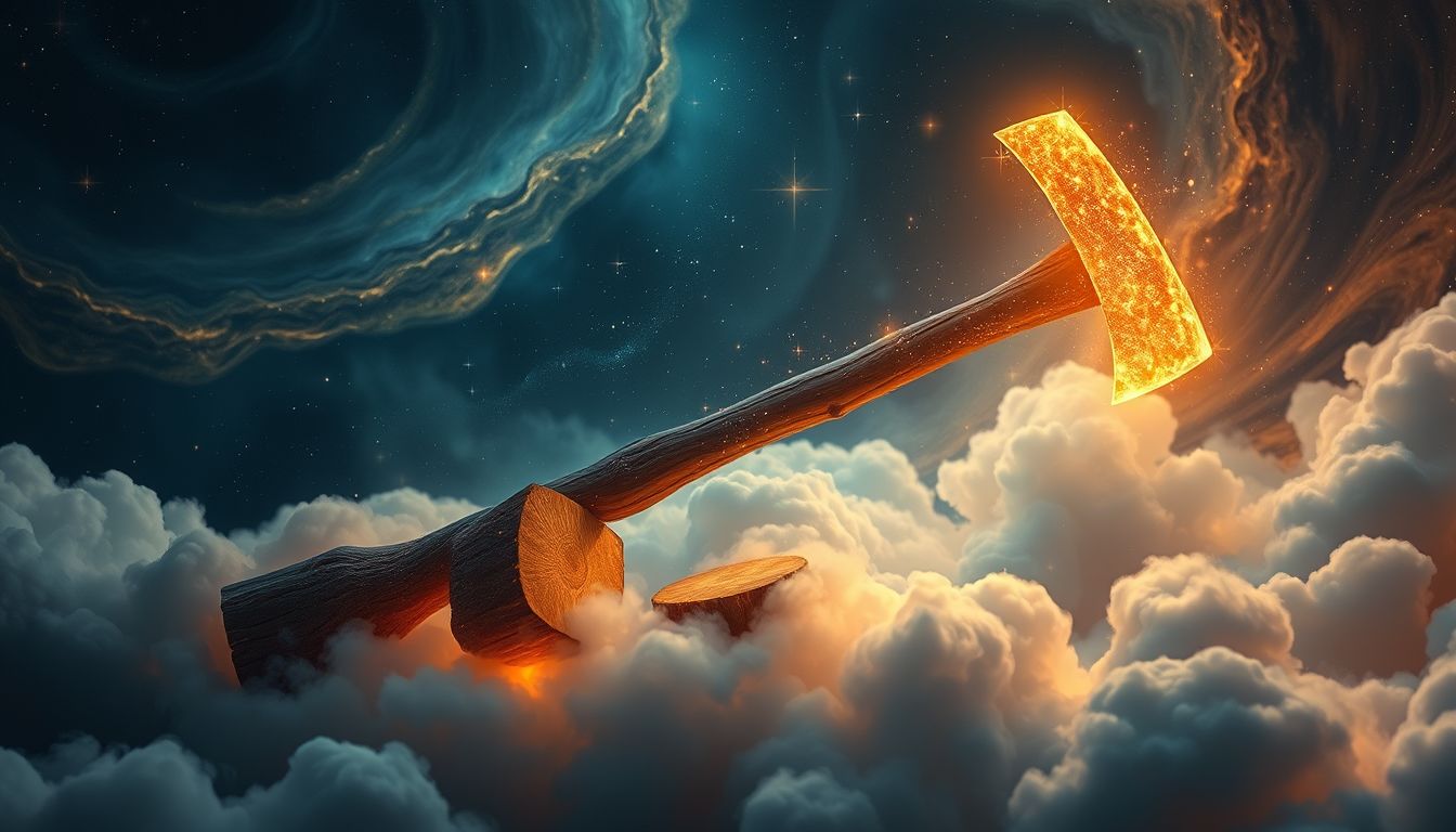 Holz hacken im Traum symbolisiert oft innere Stärke und Verarbeitung.