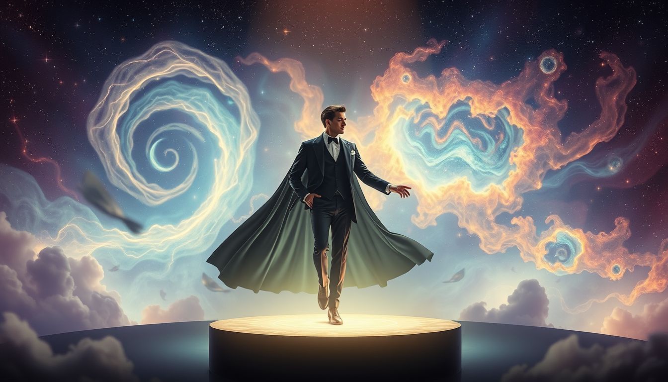 Ein Dandy auf Bühne symbolisiert Selbstinszenierung und gesellschaftliche Anerkennung.