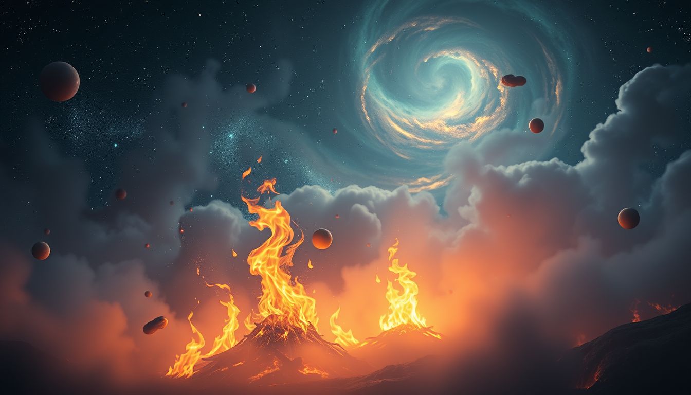 Ein Feuer auf der Messe symbolisiert plötzliche Veränderungen und Konflikte.