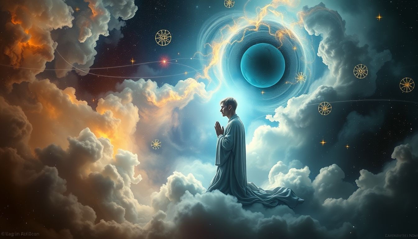 Ein betender Vikar symbolisiert spirituelle Führung und inneren Frieden.