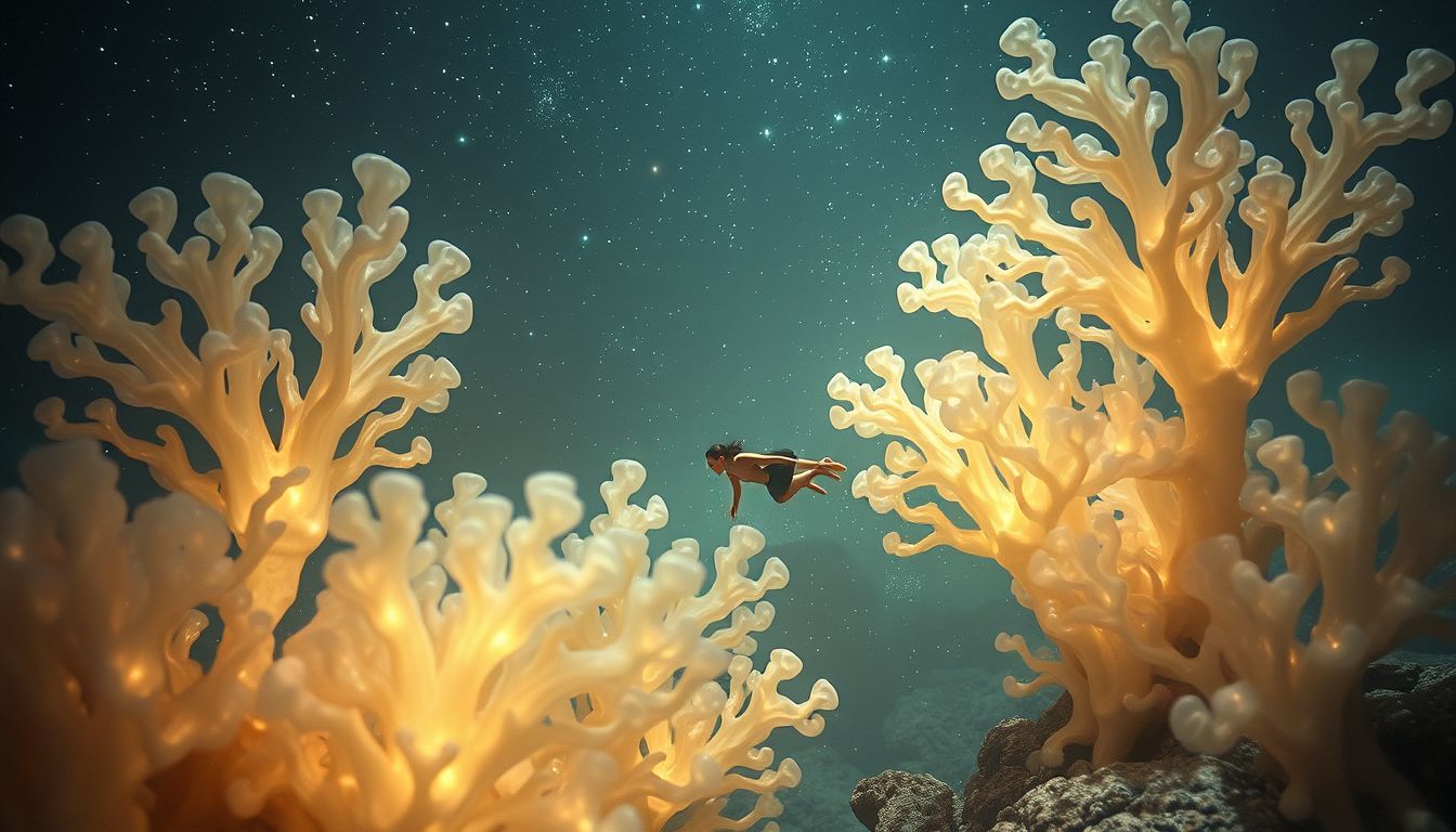 Im Traum im Korallenriff schwimmen symbolisiert emotionale Tiefe und Freiheit.