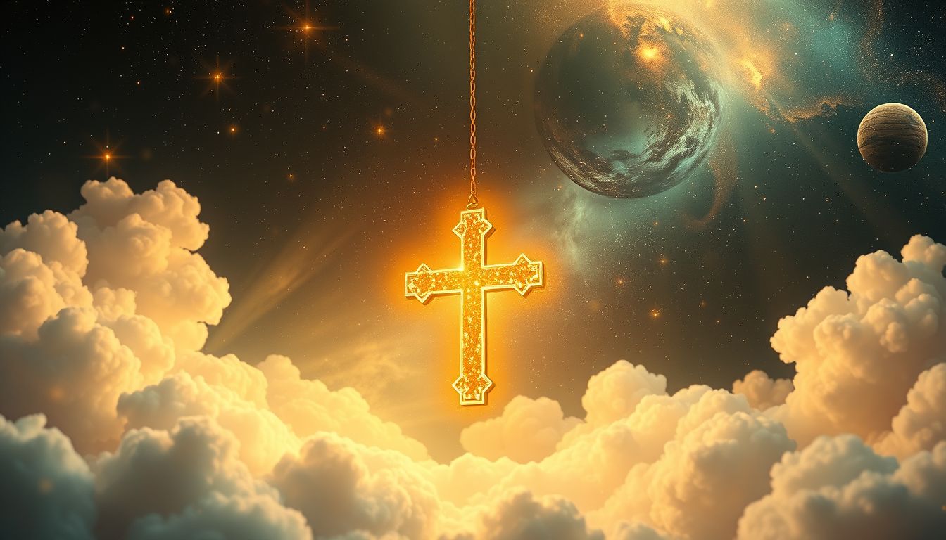 Ein goldenes Kreuz symbolisiert spirituellen Schutz und göttliche Führung.