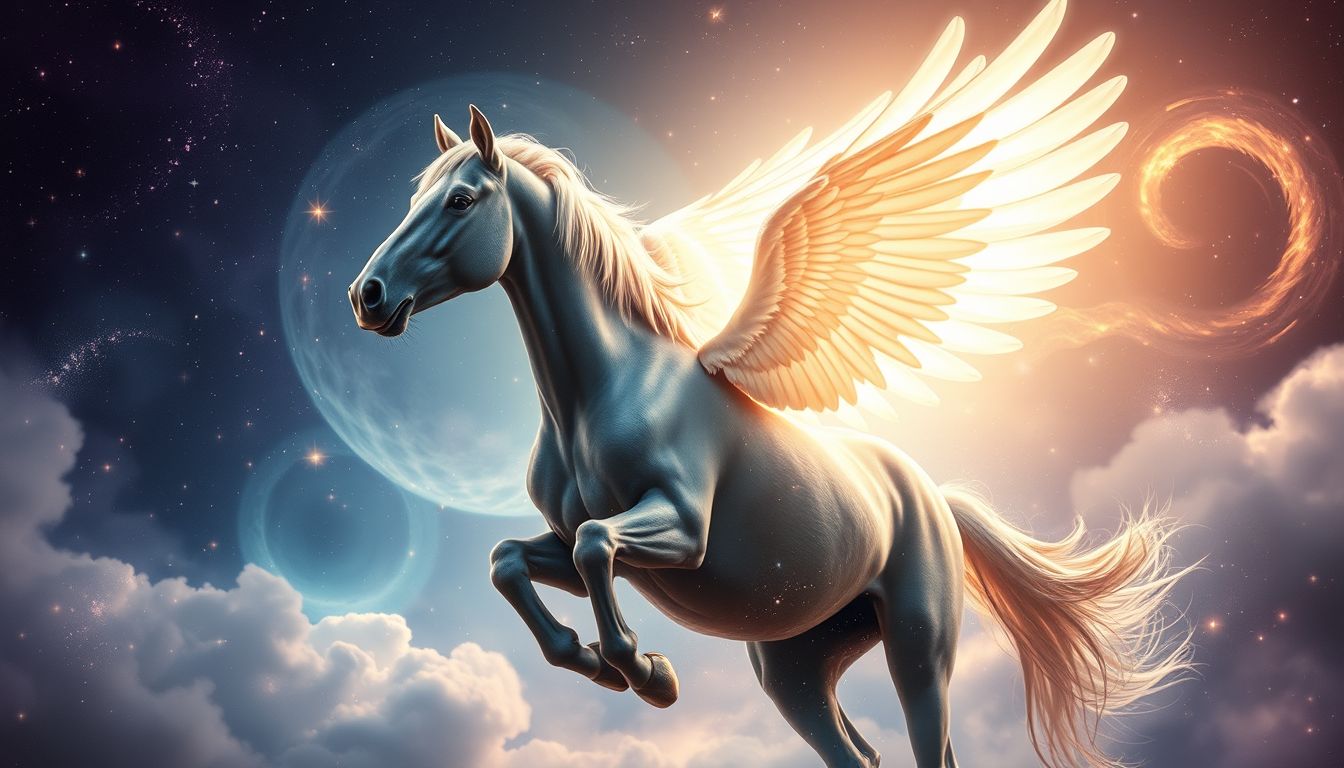 Ein pferd mit flügeln symbolisiert unerwartete Freiheit und Veränderung.