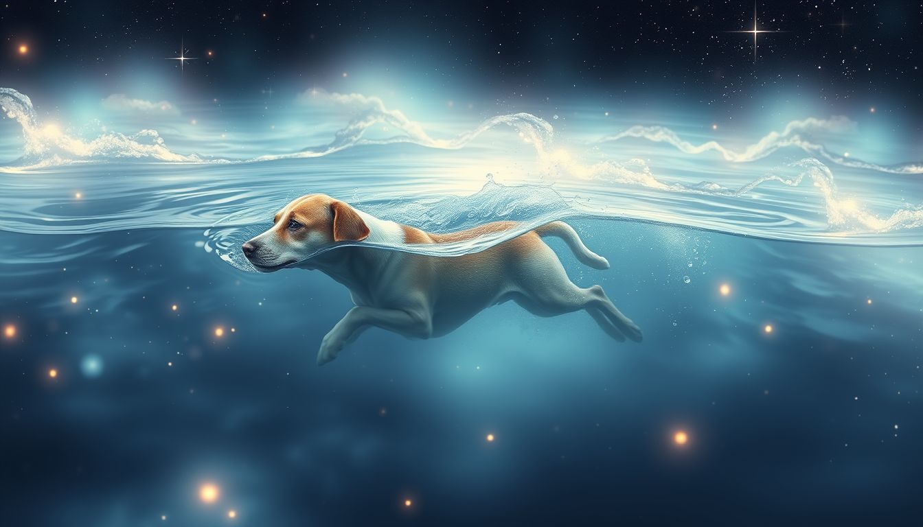 Ein schwimmender Köter symbolisiert emotionale Herausforderungen und Überwindung.