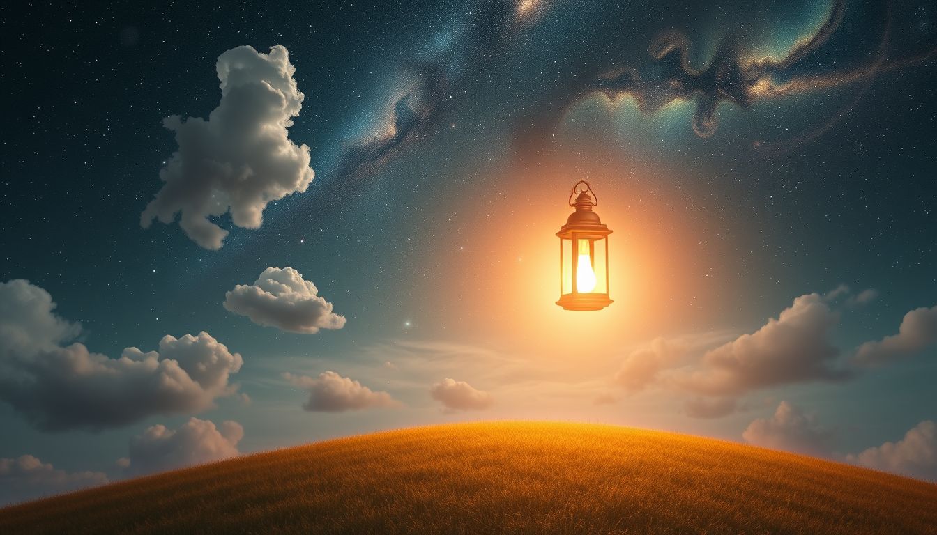 Eine Lampe im Freien symbolisiert Hoffnung und Orientierung im Dunkeln.