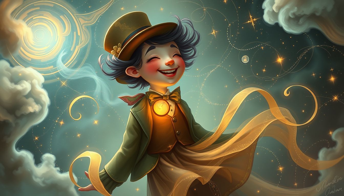 Ein lachender Dandy symbolisiert Selbstbewusstsein und unbeschwerte Lebensfreude.