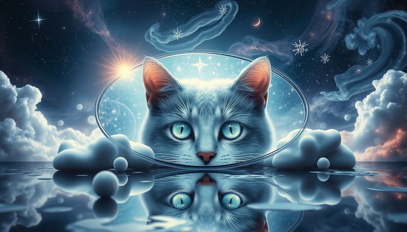 Katzenaugen im Spiegel symbolisieren Selbstwahrnehmung und verborgene Intuition.