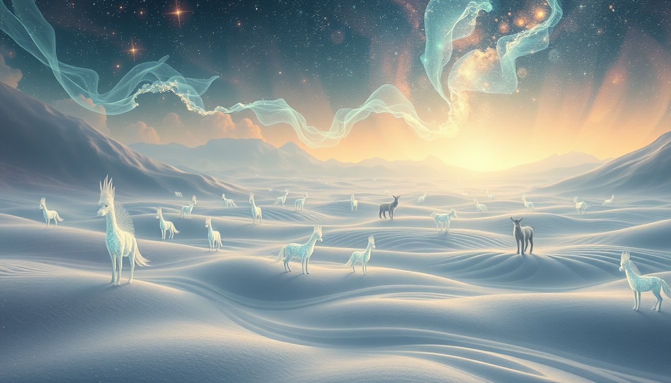 Tiere in der Ebene symbolisieren Gemeinschaft oder individuelle Freiheit im Traum.