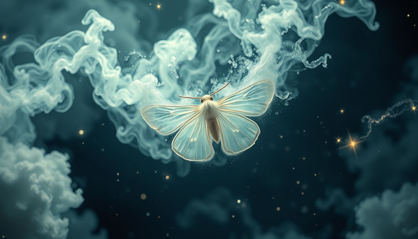 Eine weiße Motte symbolisiert oft zerbrechliche Reinheit und Vergänglichkeit.