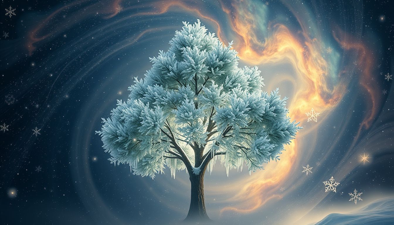 Eine Zeder im Winter symbolisiert innere Stärke und Beständigkeit.