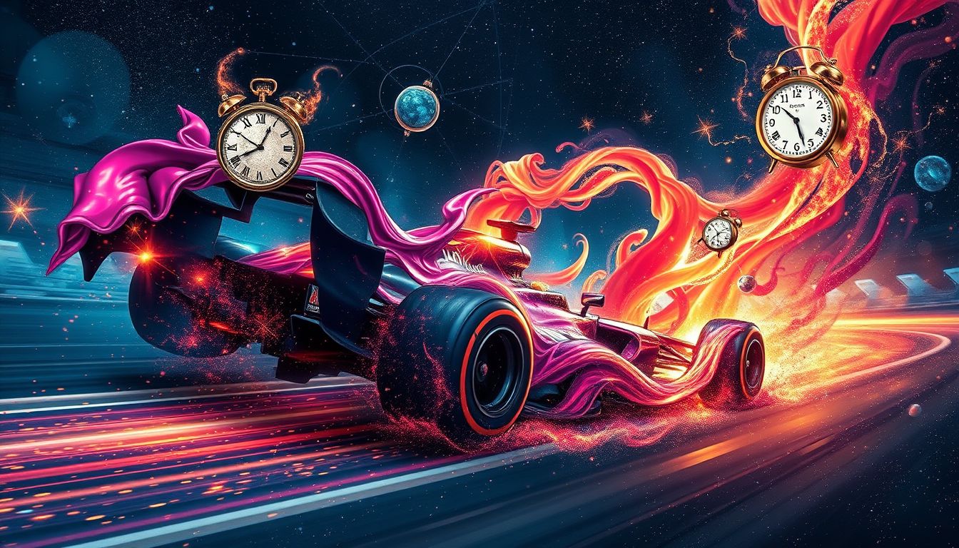 Ein Formel-1-Auto überfahren symbolisiert plötzliche Lebensveränderungen.