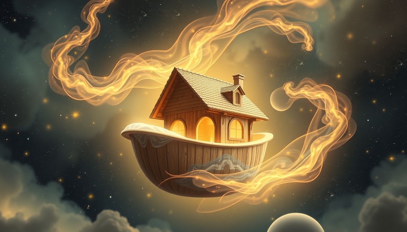 Eine Bütte als Haus symbolisiert Schutz und inneren Rückzugsort.