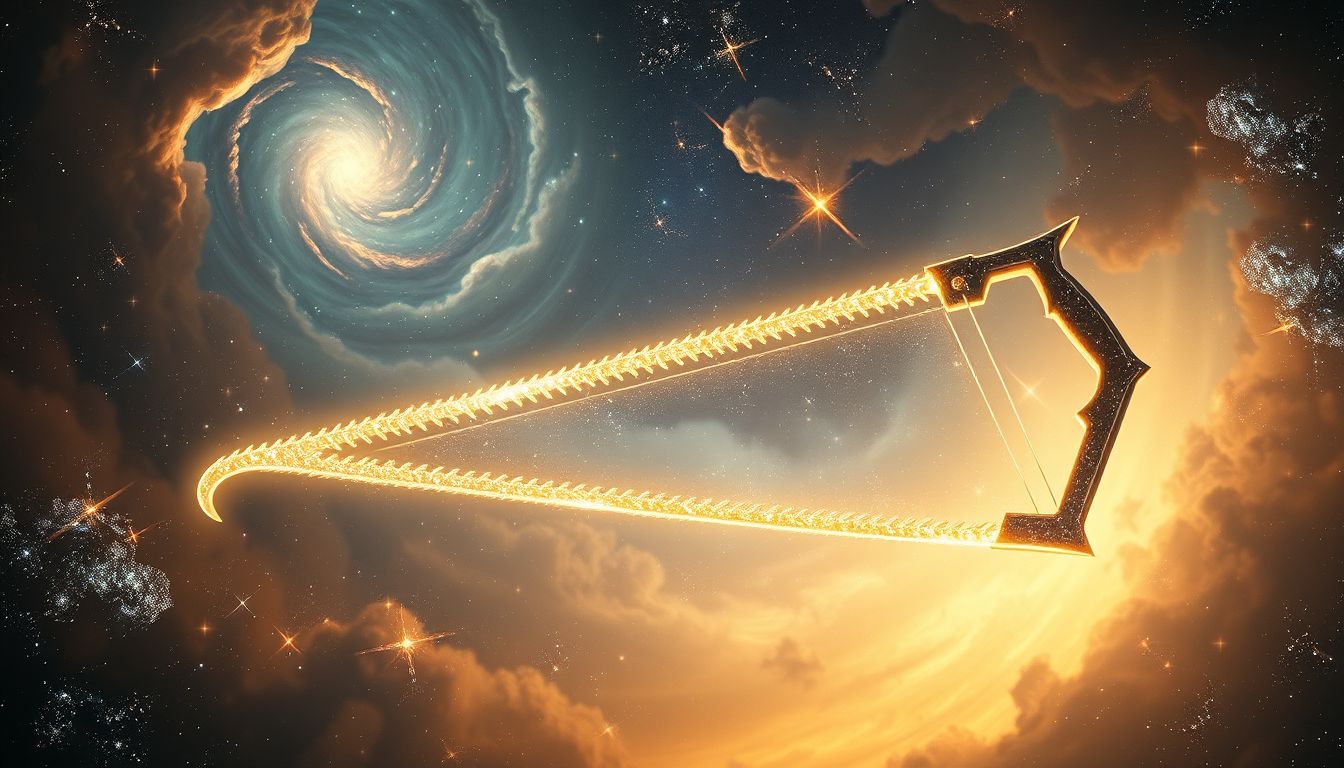 Eine überdimensionale Bügelsäge symbolisiert mächtige Hindernisse im Traum.