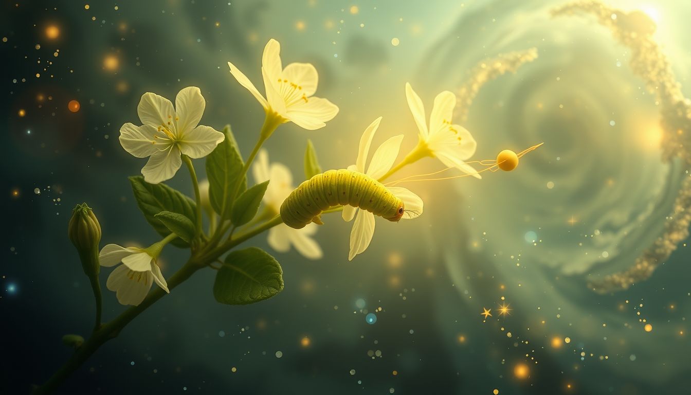 Von Raupen gefressene Lindenblüten symbolisieren verlorene Unschuld und Wandel.