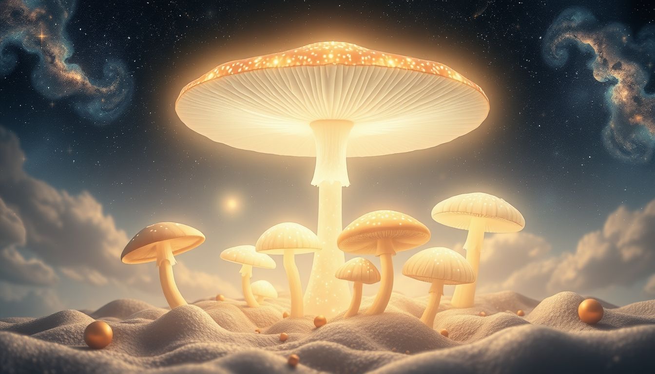 Das gemeinsame Träumen von Parasolpilz symbolisiert harmonisches Zusammenleben.