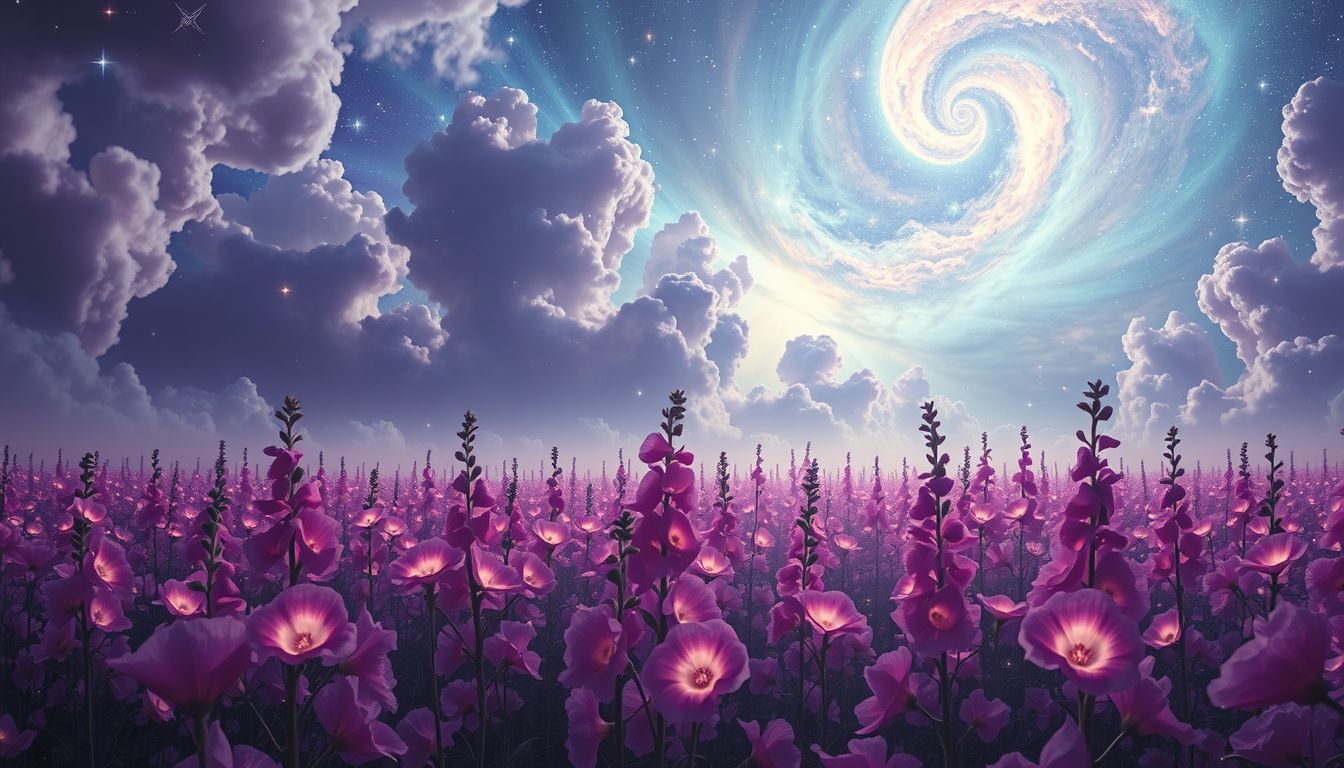 Ein Malvenfeld symbolisiert Wachstum, Harmonie und innere Ruhe.