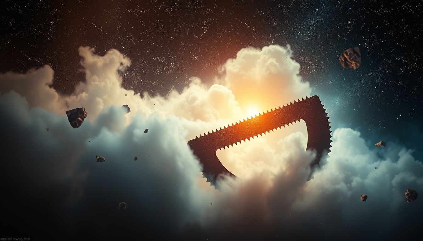 Eine alte, rostige Bügelsäge symbolisiert veraltete Probleme im Traum.