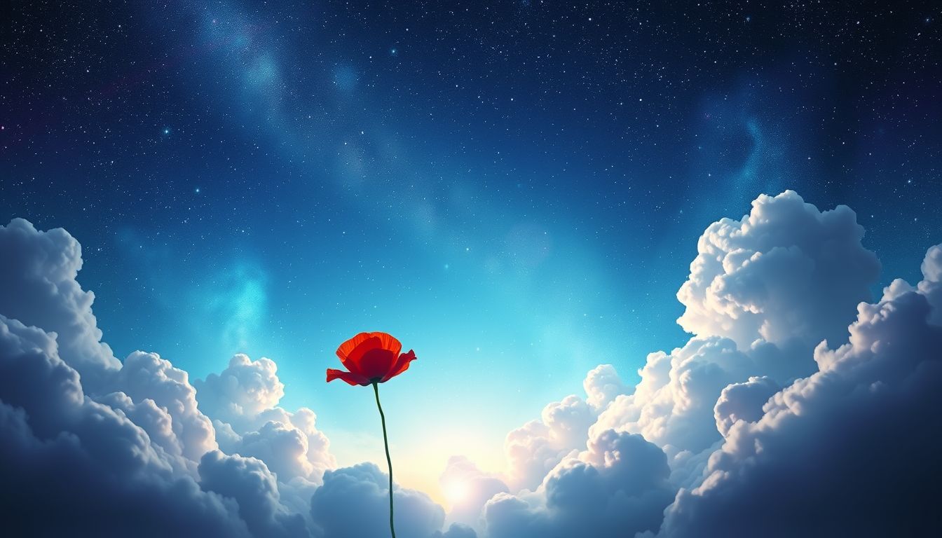 Eine einzelne rote Mohnblume symbolisiert oft stille Leidenschaft und Erinnerung.
