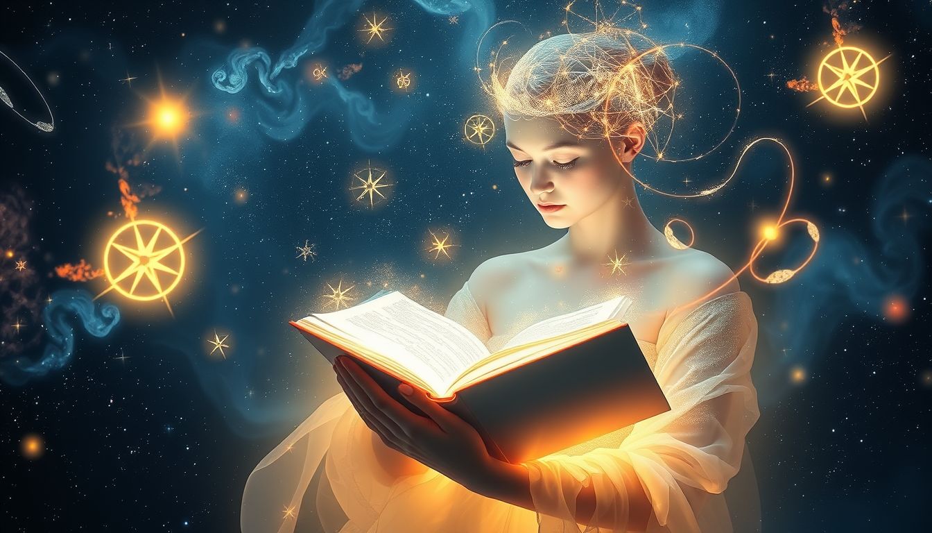 Das Lesen eines heiligen Buches symbolisiert Suche nach innerer Wahrheit.